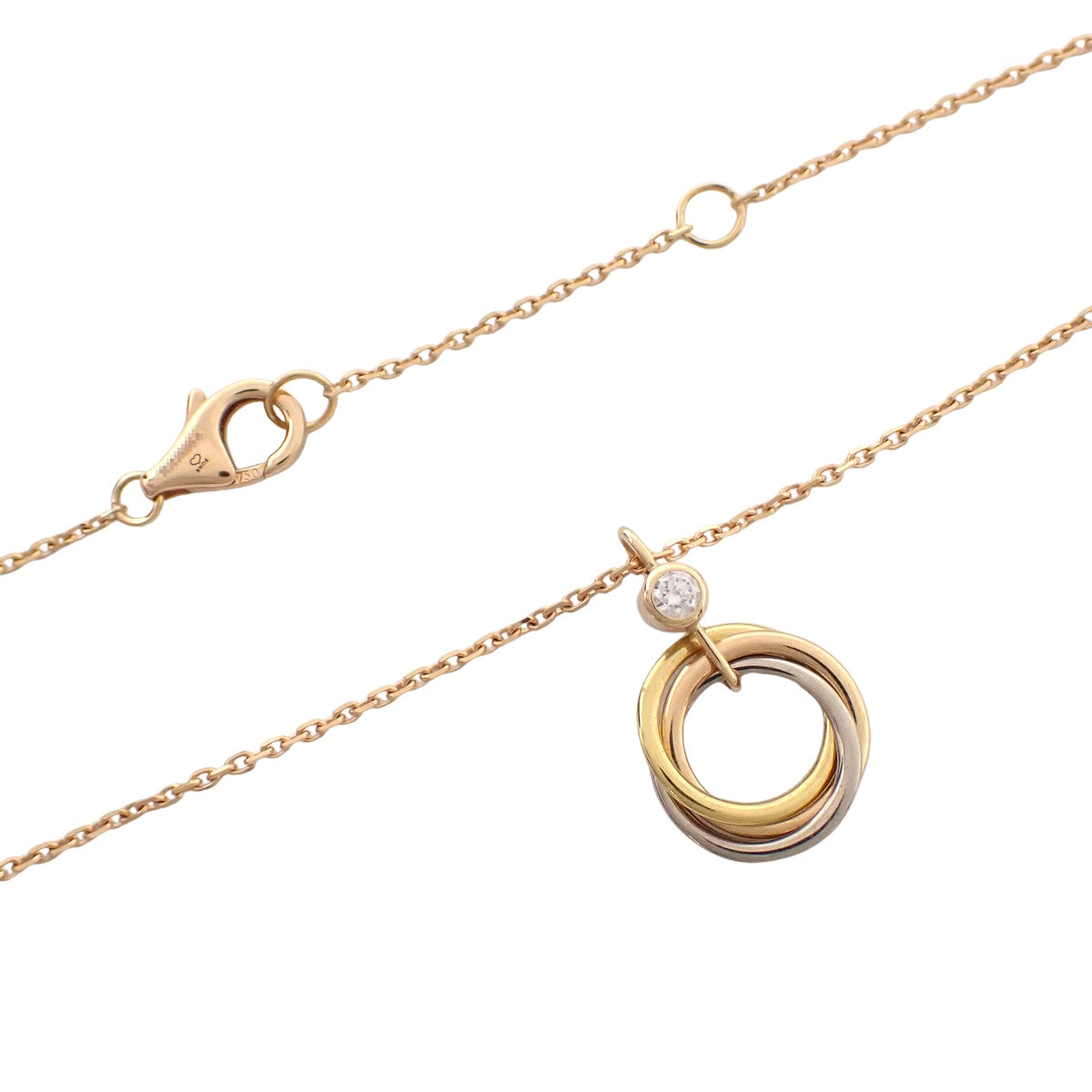 Trinity necklace in 18K pink gold, yellow gold, and white gold with diamonds