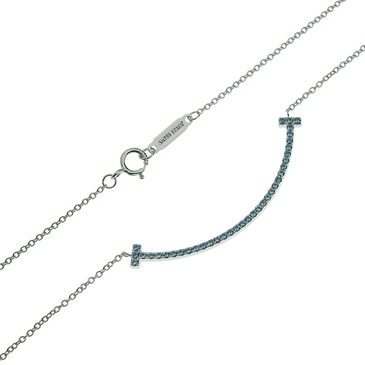 Smile Pendant Mini Blue Topaz White Gold K18WG