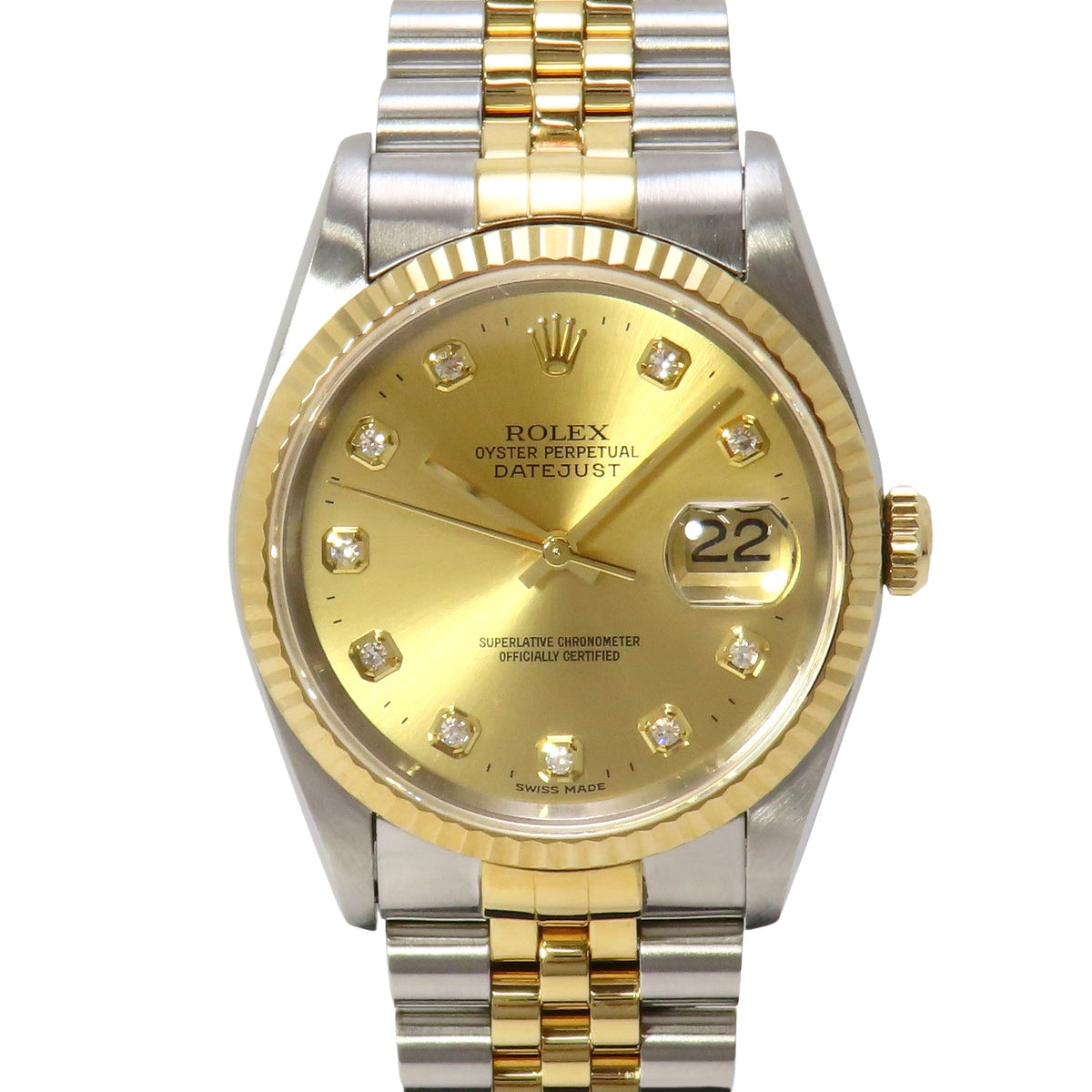 Datejust 10PD 16233 YG/SS W-number 钻石指针自动男士腕表