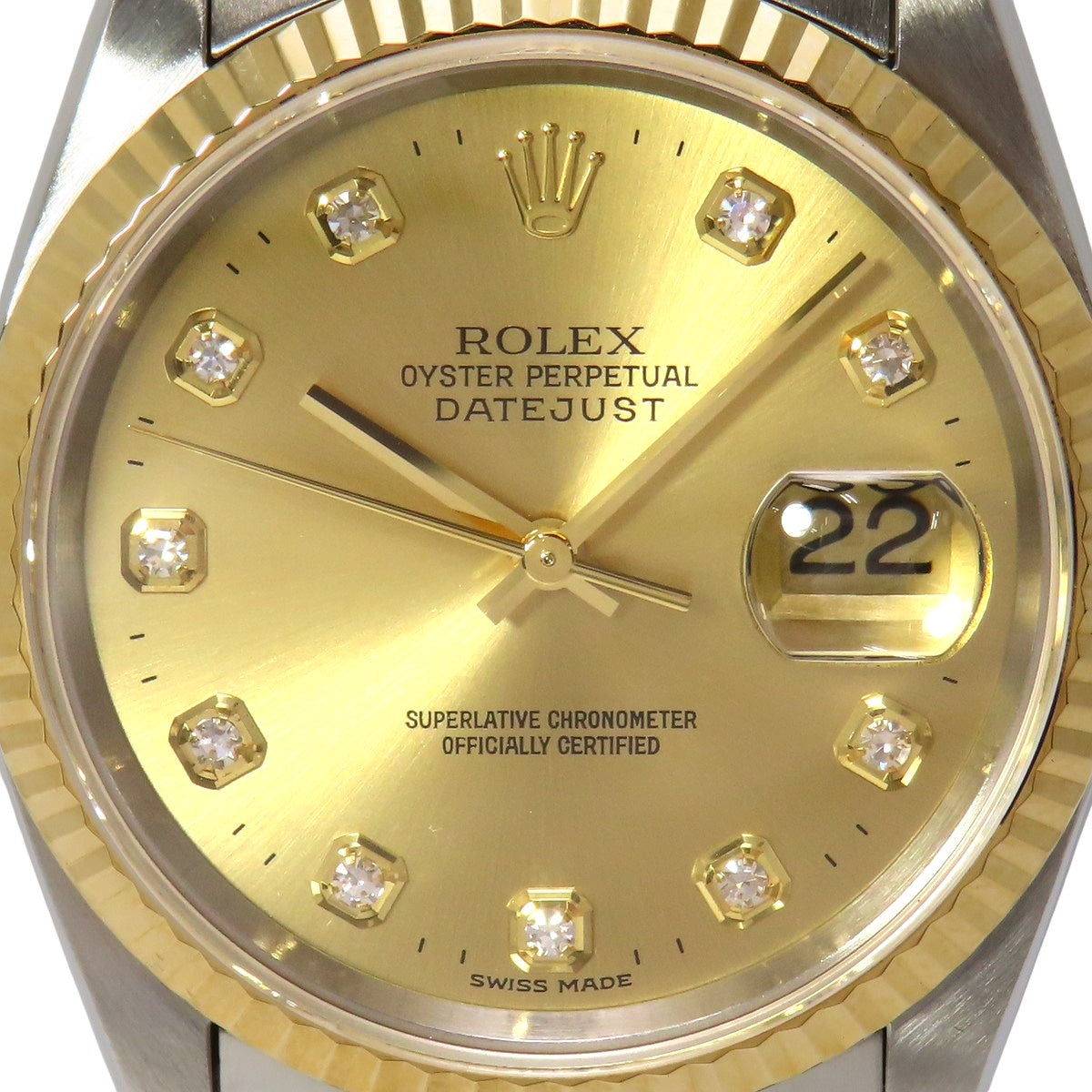 Datejust 10PD 16233 YG/SS W-number Diamond Index Automatic Men's