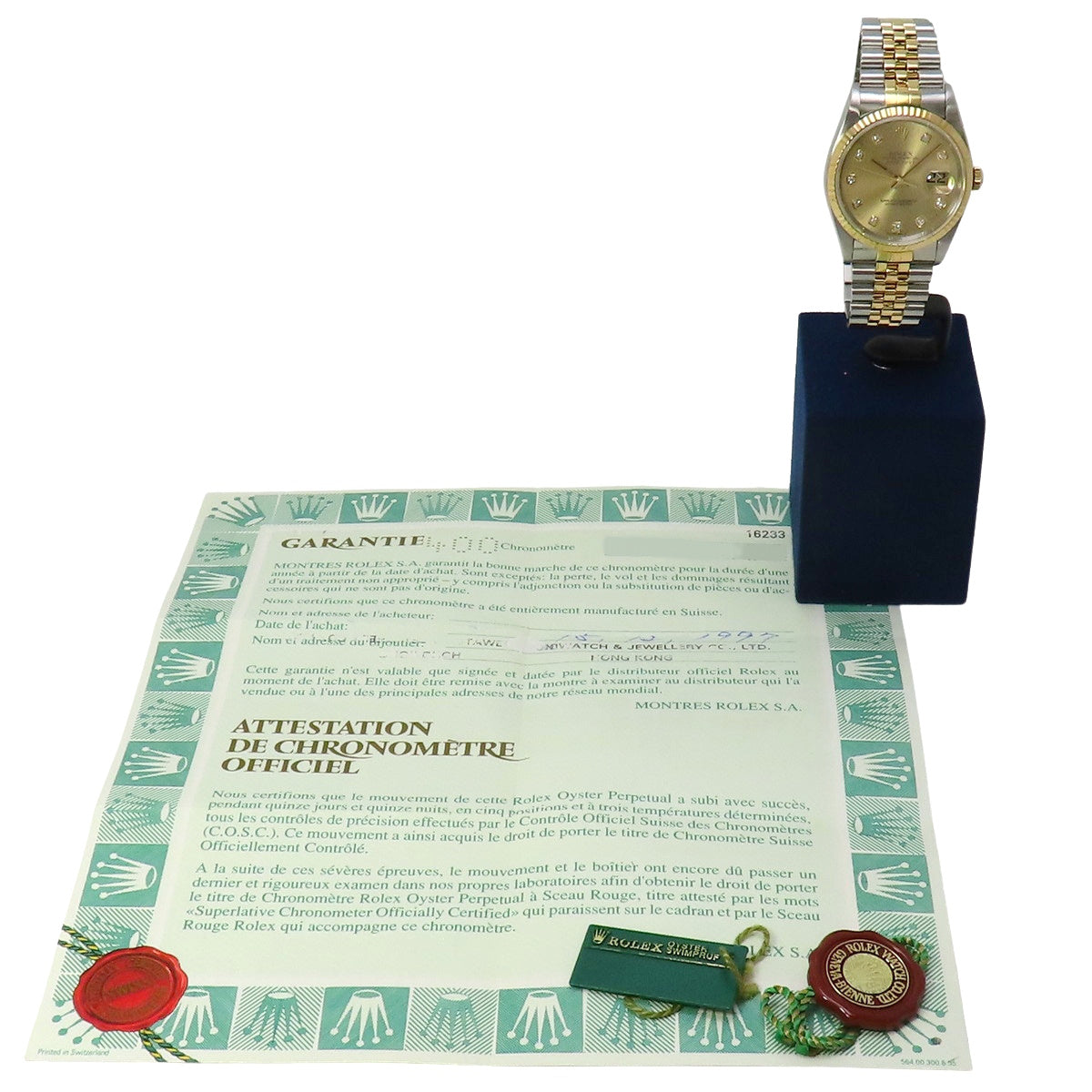 Datejust 10PD 16233 YG/SS W-number 钻石指针自动男士腕表