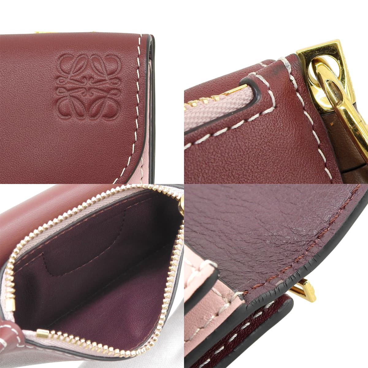 ゲート ミニウォレット レザー ボルドー ピンク 113.54BU57