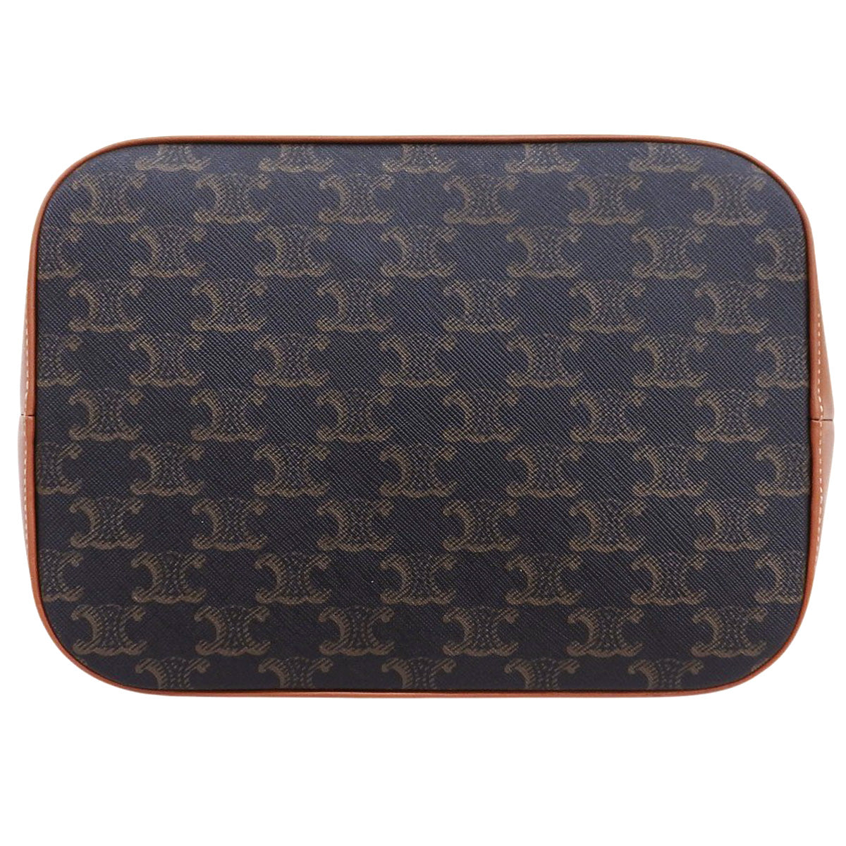 Medium Bucket Bag in Calfskin and Triomphe Canvas, Tan, 191132CAS.04LU