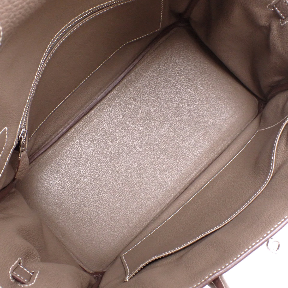 Birkin 30,Taurillon Clemence Etoupe/Etoupe 皮革,银色五金配件,带 R 标志