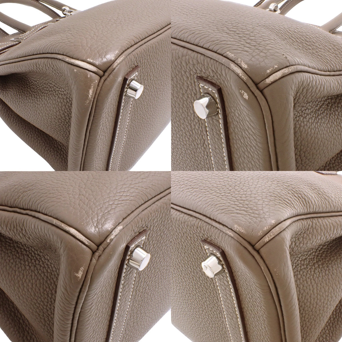 Birkin 30,Taurillon Clemence Etoupe/Etoupe 皮革,银色五金配件,带 R 标志