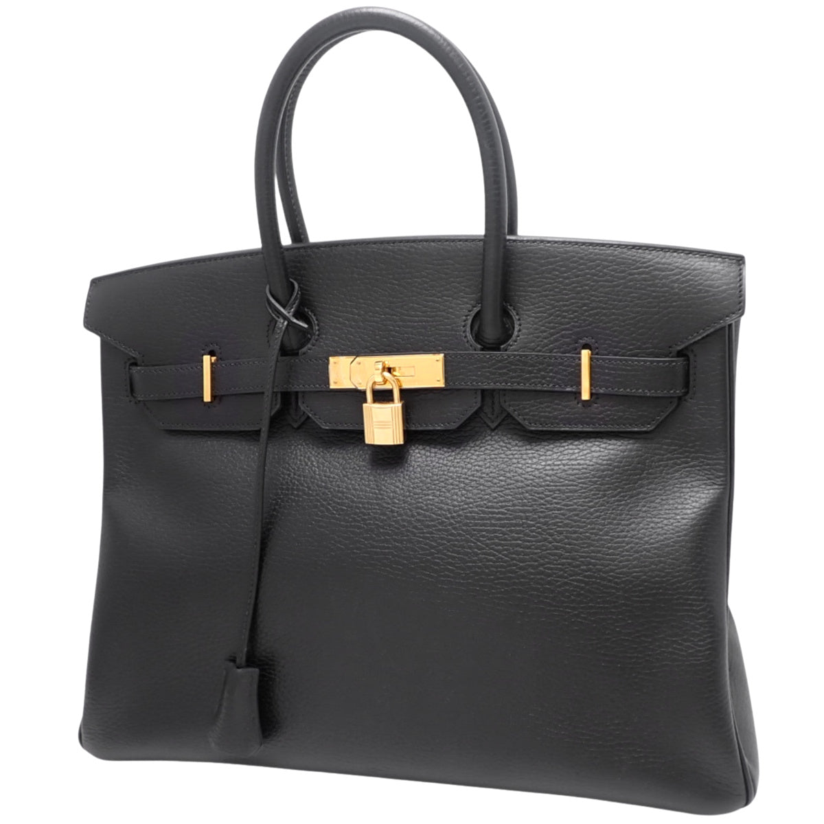 Birkin 35 Ardennes 黑色包包,配金色五金件,G 字印记