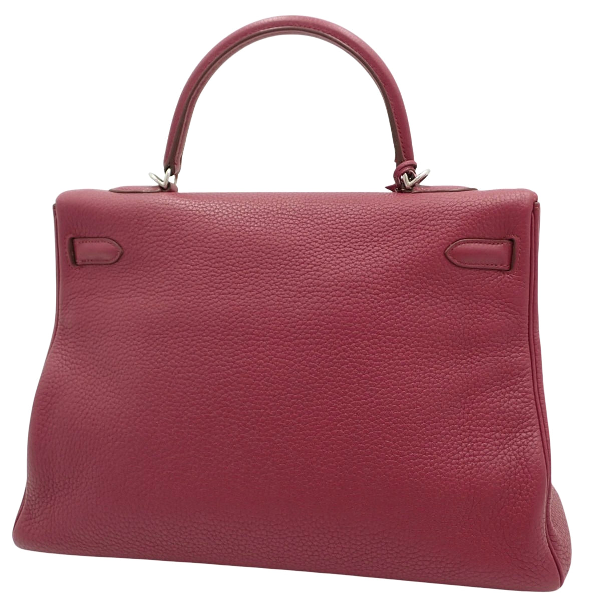 Kelly 35 (inside stitching) Taurillon Clemence leather, palladium hardware, ruby, N stamp