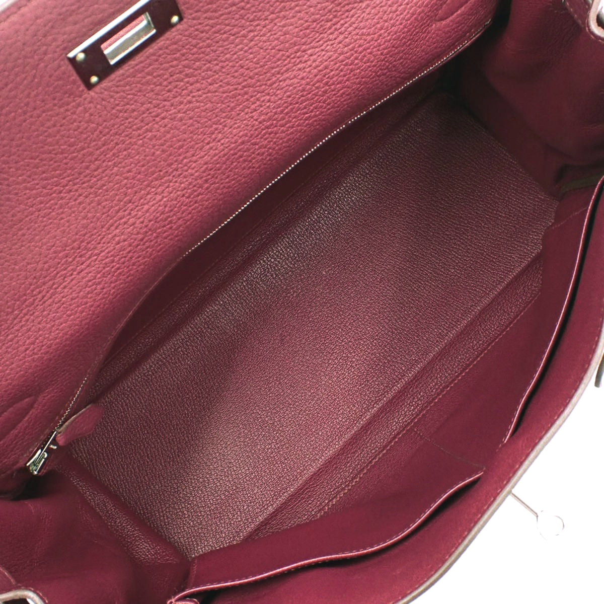 Kelly 35 (inside stitching) Taurillon Clemence leather, palladium hardware, ruby, N stamp