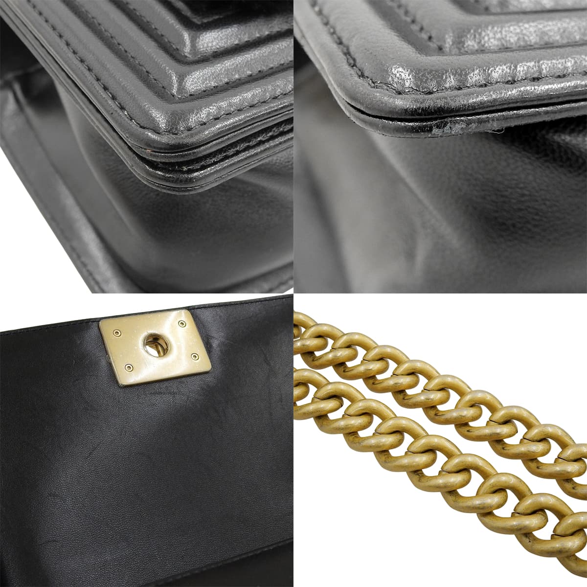 Boy Chanel Small Chain Shoulder Bag in Black Leather and Faux Fur