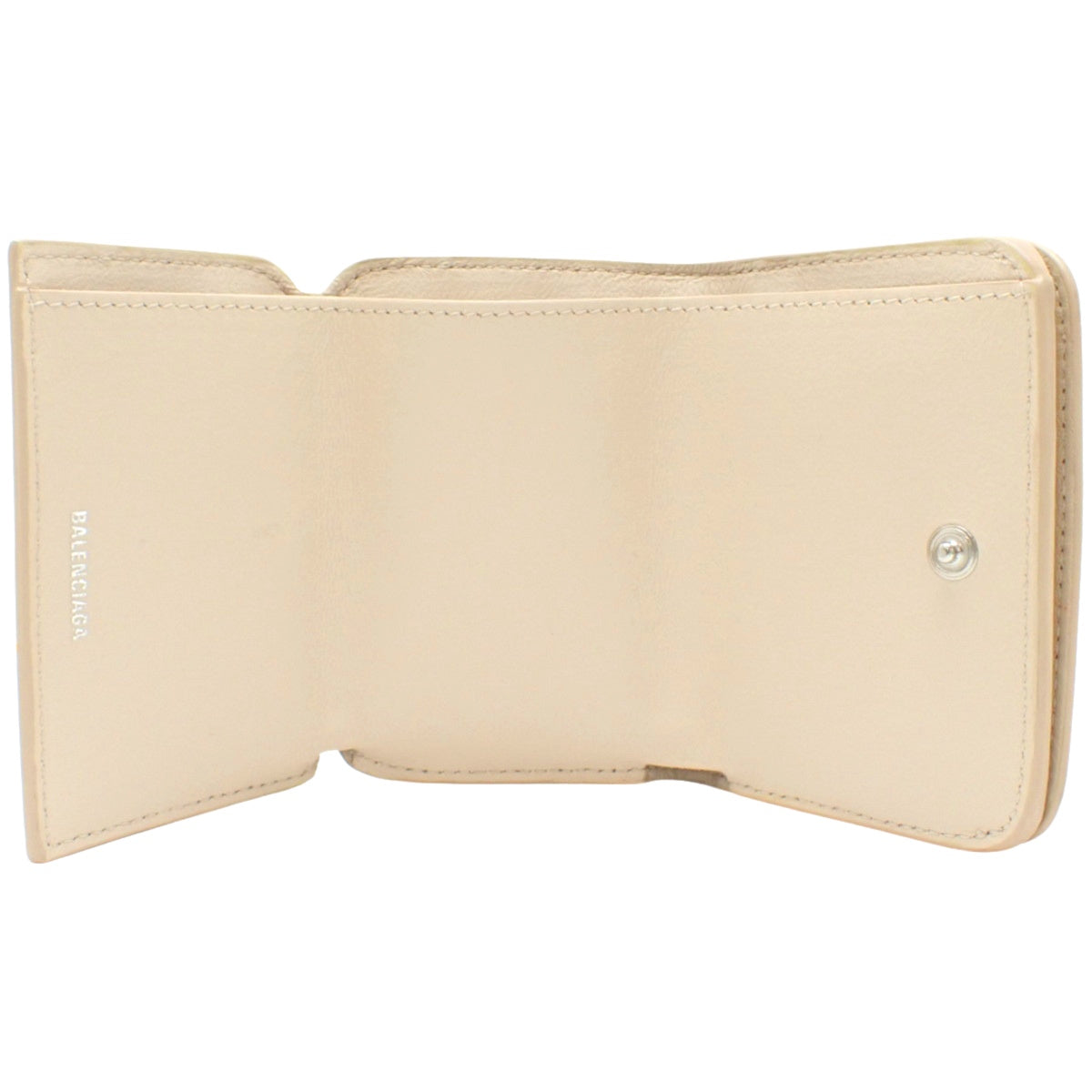 Cash Mini Wallet in Grained Calfskin Leather, Sand Beige, 593813