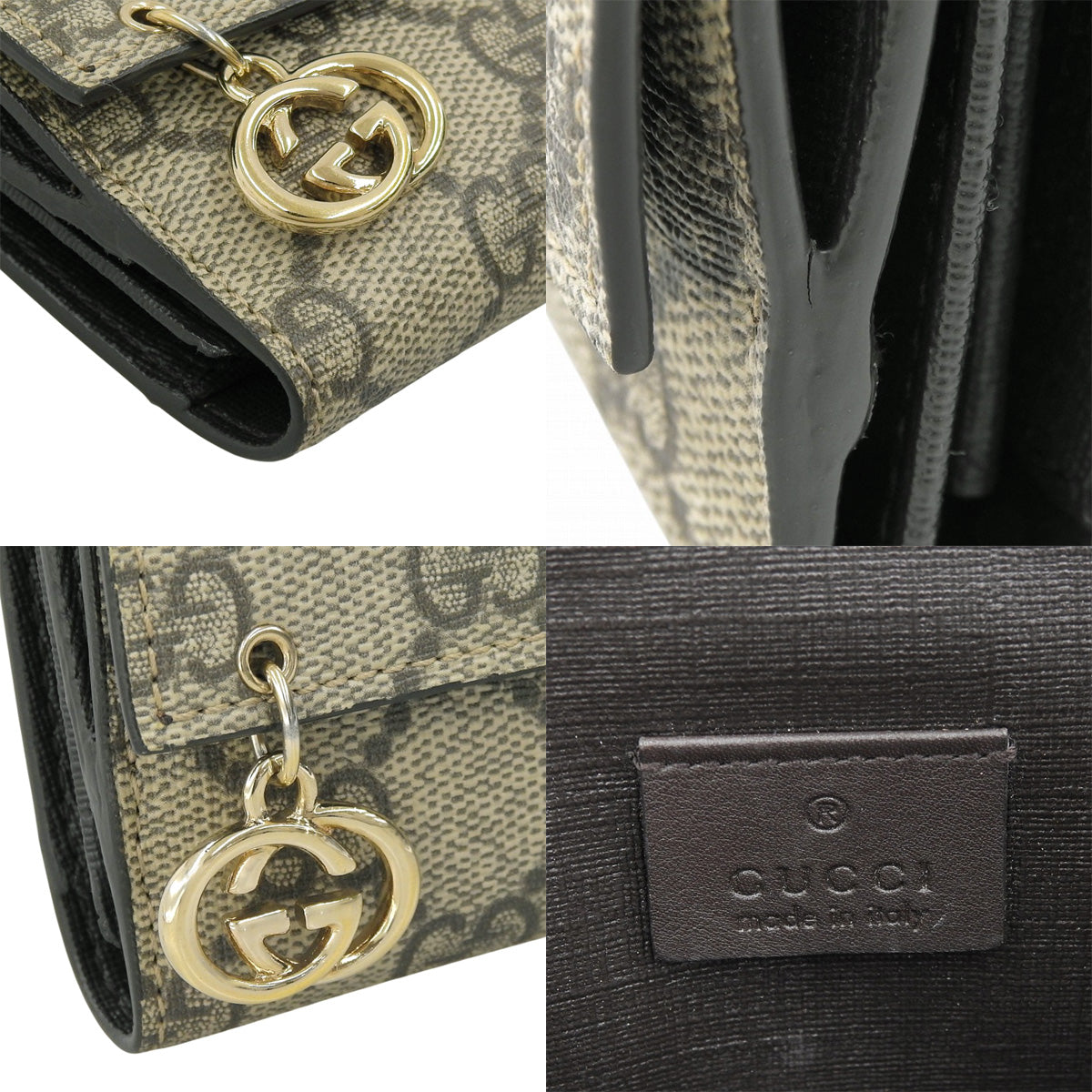 Double-hook long wallet in GG Supreme canvas, beige, 212104