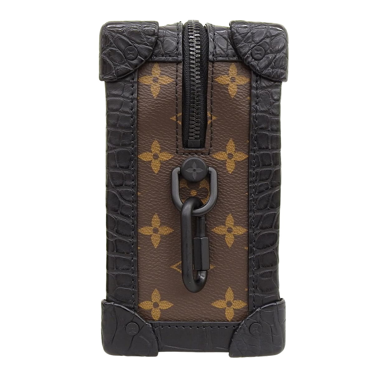 Monogram Soft Trunk Crocodile Brown Black N98255