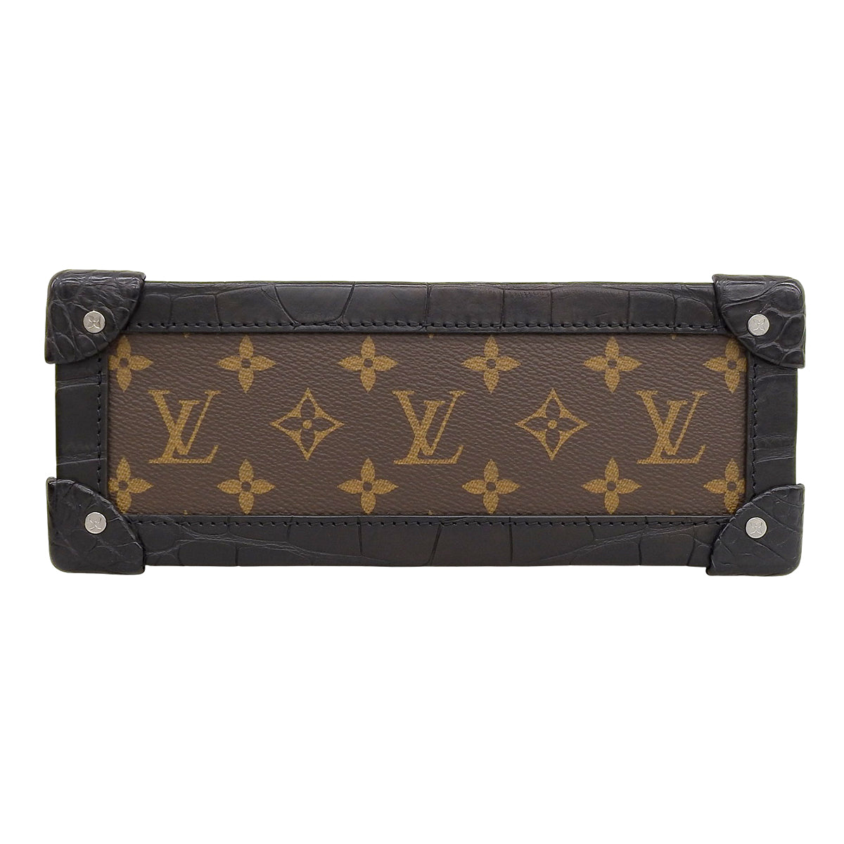 Monogram Soft Trunk Crocodile Brown Black N98255