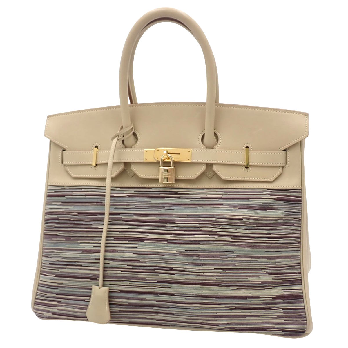 バーキン35 ヴィブラート ボックスカーフ ベージュ マルチカラー ゴールド金具 □E刻印