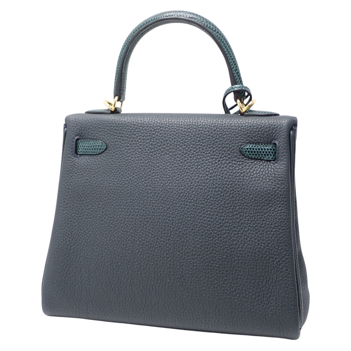 Kelly Touch 25(内缝)Togo蜥蜴皮绿色Rousseau包,配金色五金件和双印章