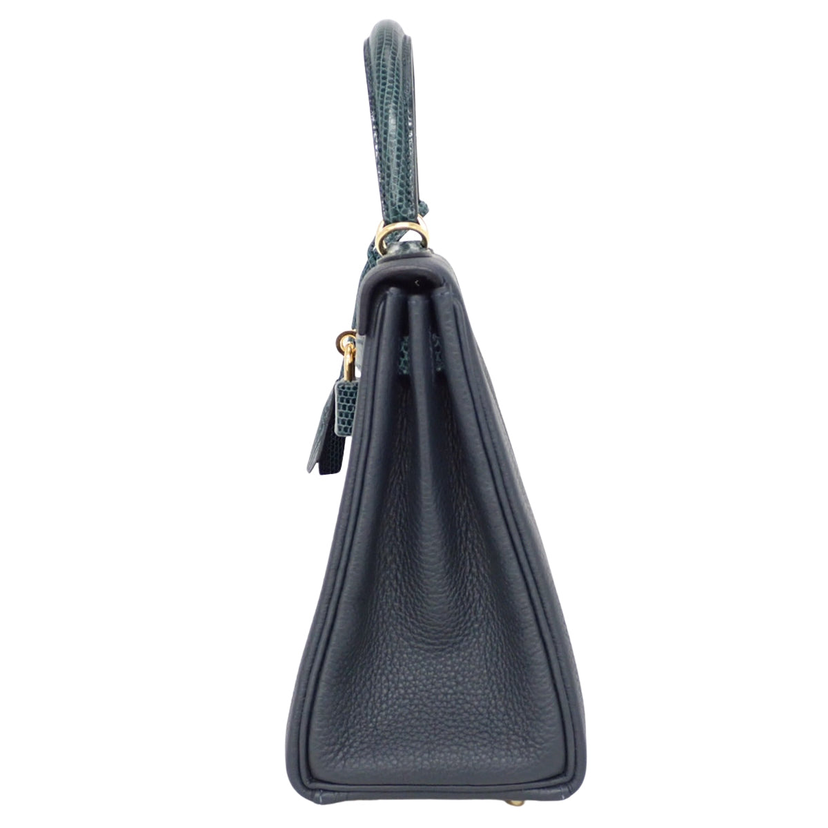 Kelly Touch 25(内缝)Togo蜥蜴皮绿色Rousseau包,配金色五金件和双印章