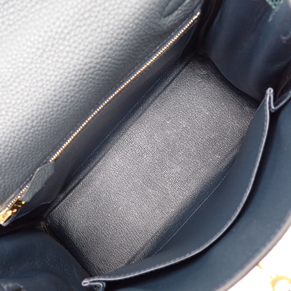 Kelly Touch 25(内缝)Togo蜥蜴皮绿色Rousseau包,配金色五金件和双印章