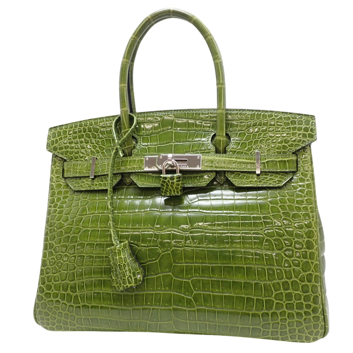 Birkin 30 Polosus鳄鱼皮,茴香绿,银色五金,Q印记