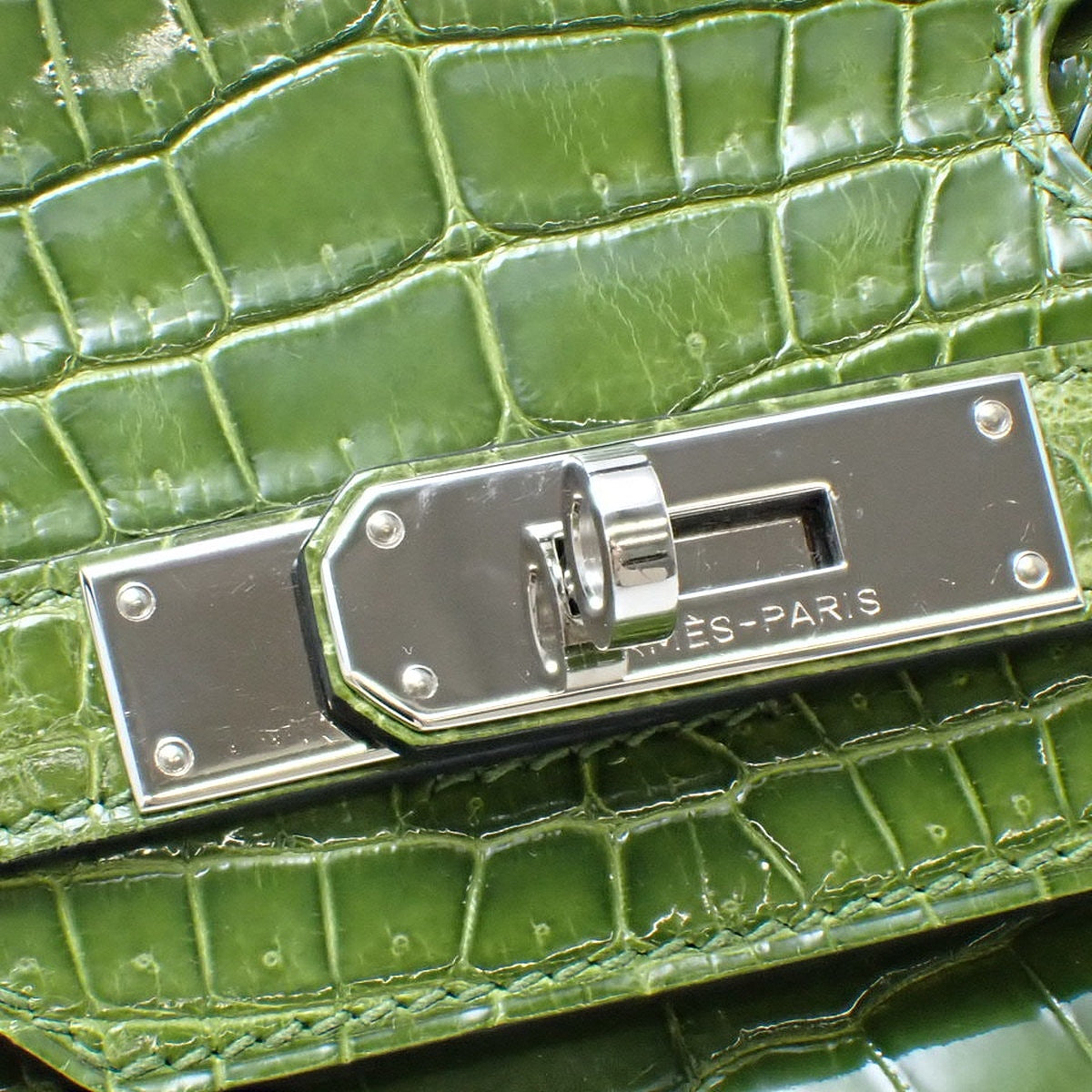Birkin 30 Polosus鳄鱼皮,茴香绿,银色五金,Q印记