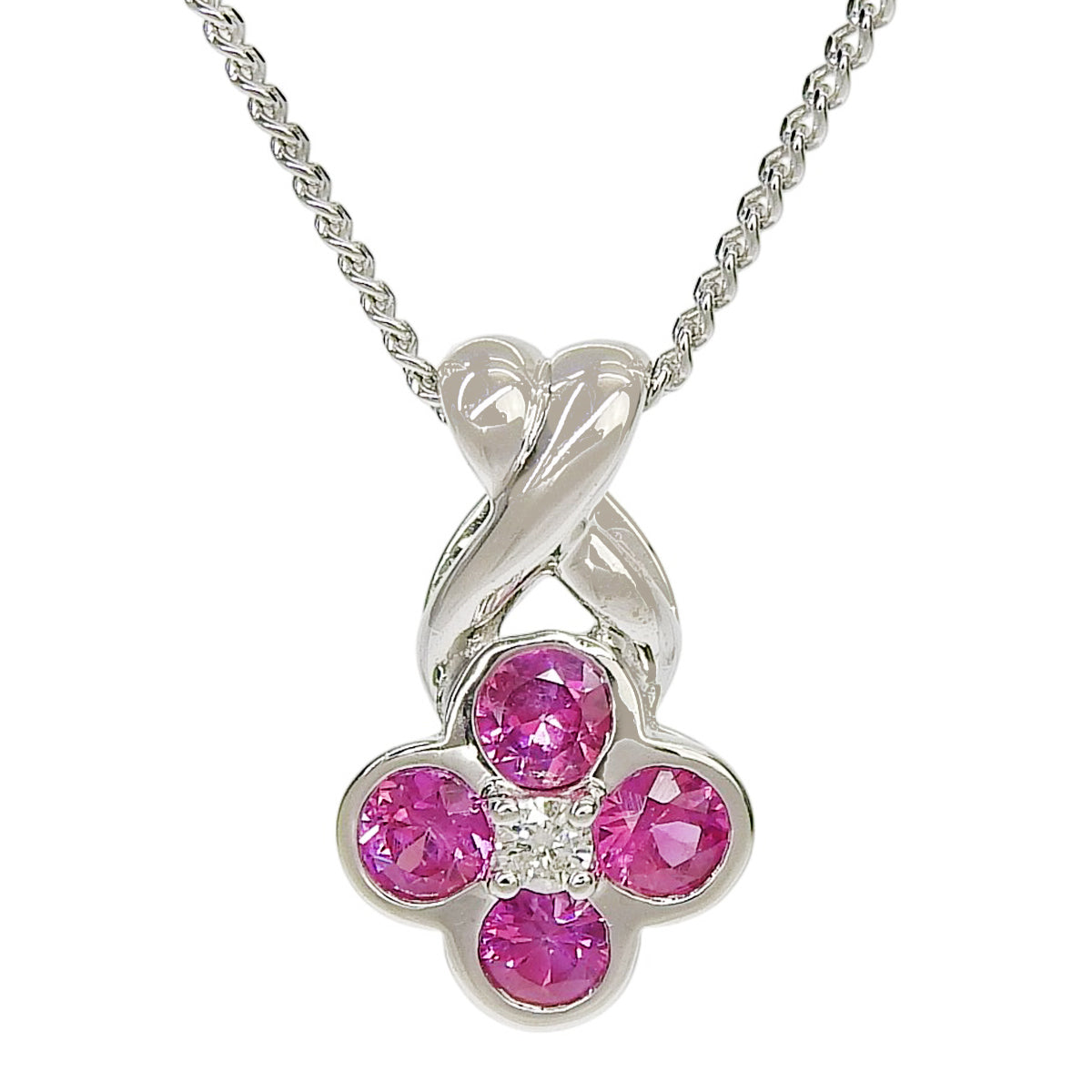 ルビー ダイヤモンド ネックレス R0.56/D0.03 ホワイトゴールド K18WG 2.3g