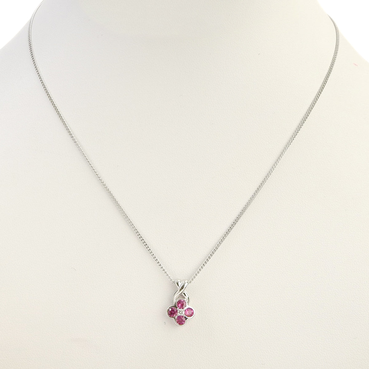 Ruby and Diamond Necklace R0.56/D0.03 White Gold K18WG 2.3g