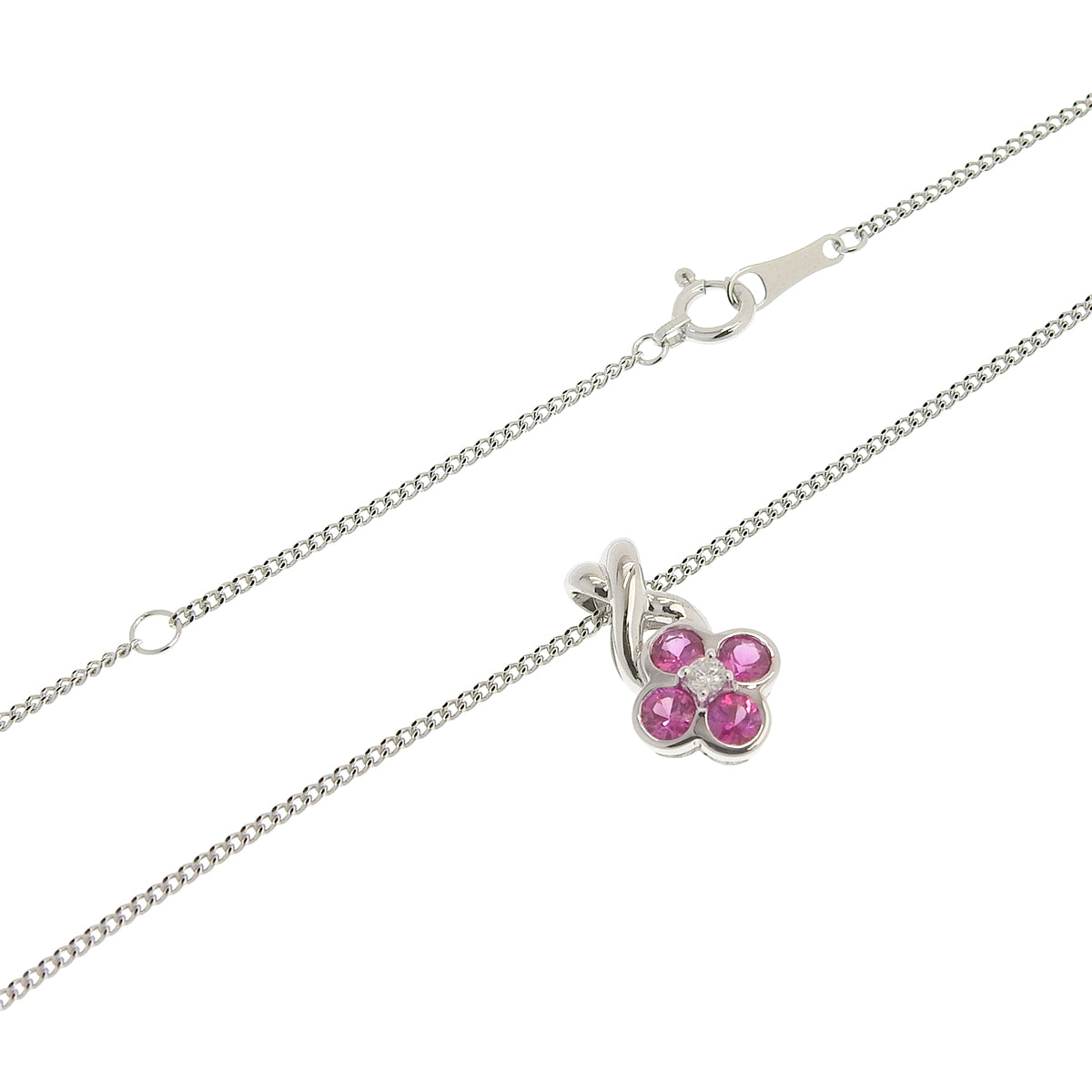 Ruby and Diamond Necklace R0.56/D0.03 White Gold K18WG 2.3g