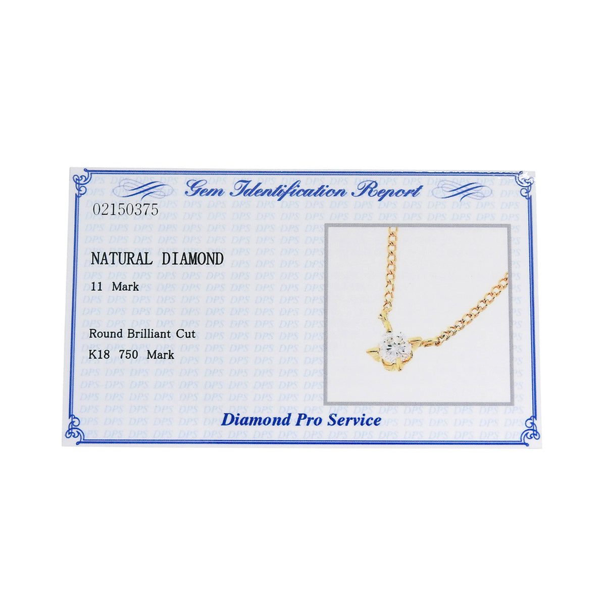 Diamond necklace D0.11 Yellow gold K18YG 1.7g