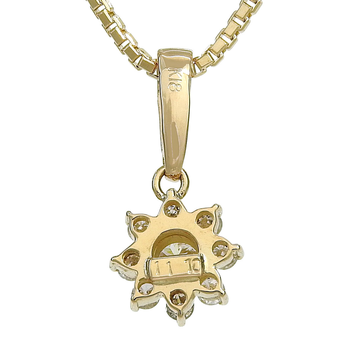 ダイヤモンド サンフラワーネックレス D0.11,0.10 イエローゴールド K18YG 4.0g