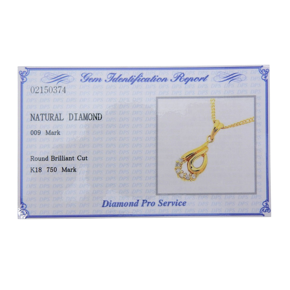 Diamond necklace D0.09 Yellow gold K18YG 3.2g