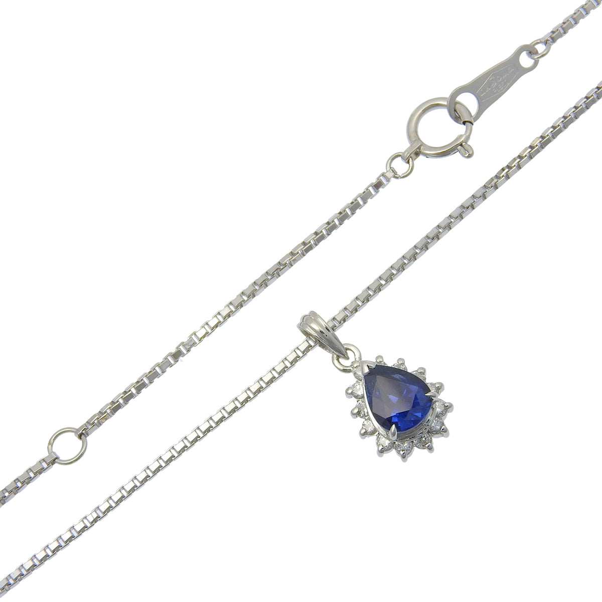 サファイア ペンダント S0.85/D0.17 プラチナ Pt900 Pt850 6.5g