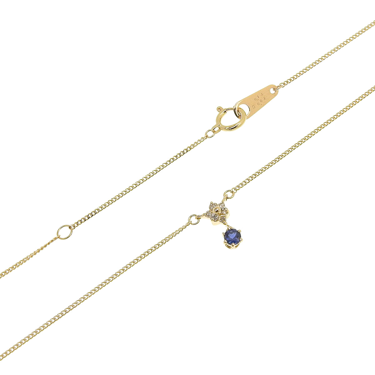 Sapphire and diamond necklace, size S0.14/D0.07, 18K yellow gold, 2.2g
