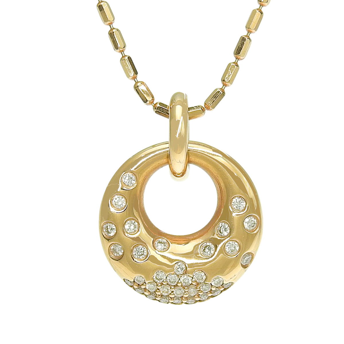 Doughnut-shaped diamond necklace D0.25 in pink gold K18PG