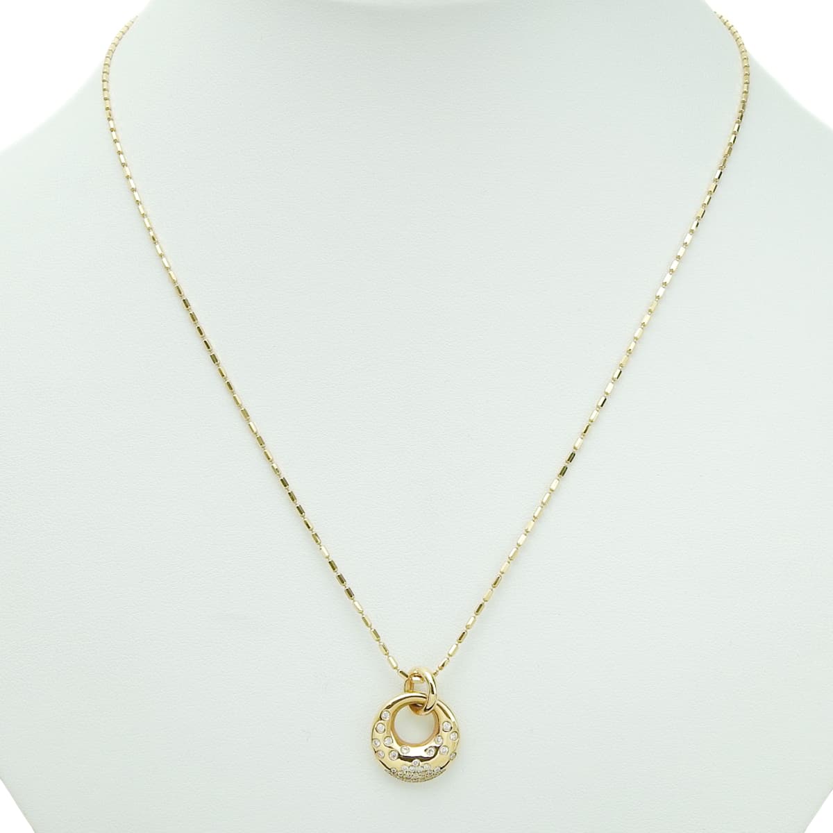 Doughnut-shaped diamond necklace D0.25 in pink gold K18PG