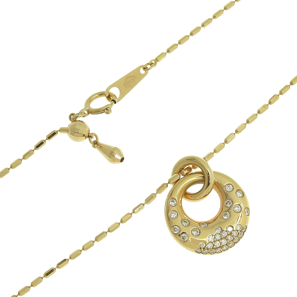 Doughnut-shaped diamond necklace D0.25 in pink gold K18PG