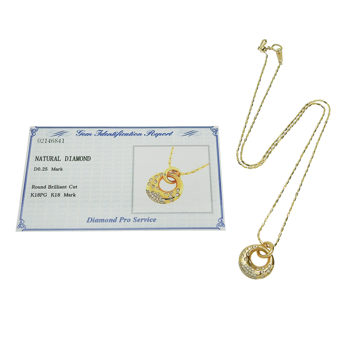 Doughnut-shaped diamond necklace D0.25 in pink gold K18PG