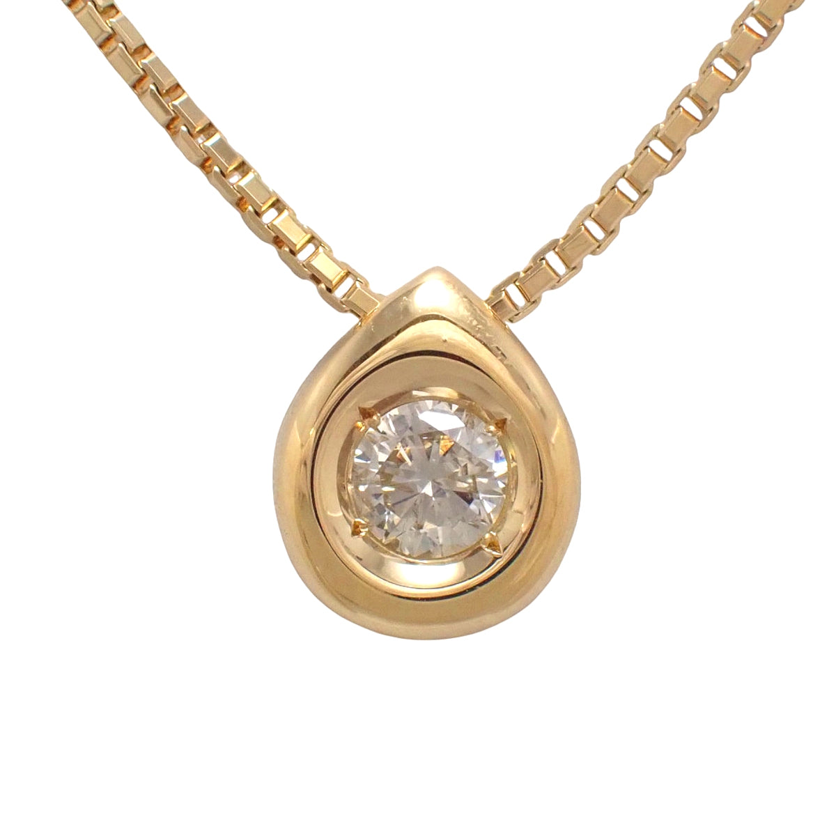 Drop motif diamond necklace D0.411, 18K yellow gold, 6.7g