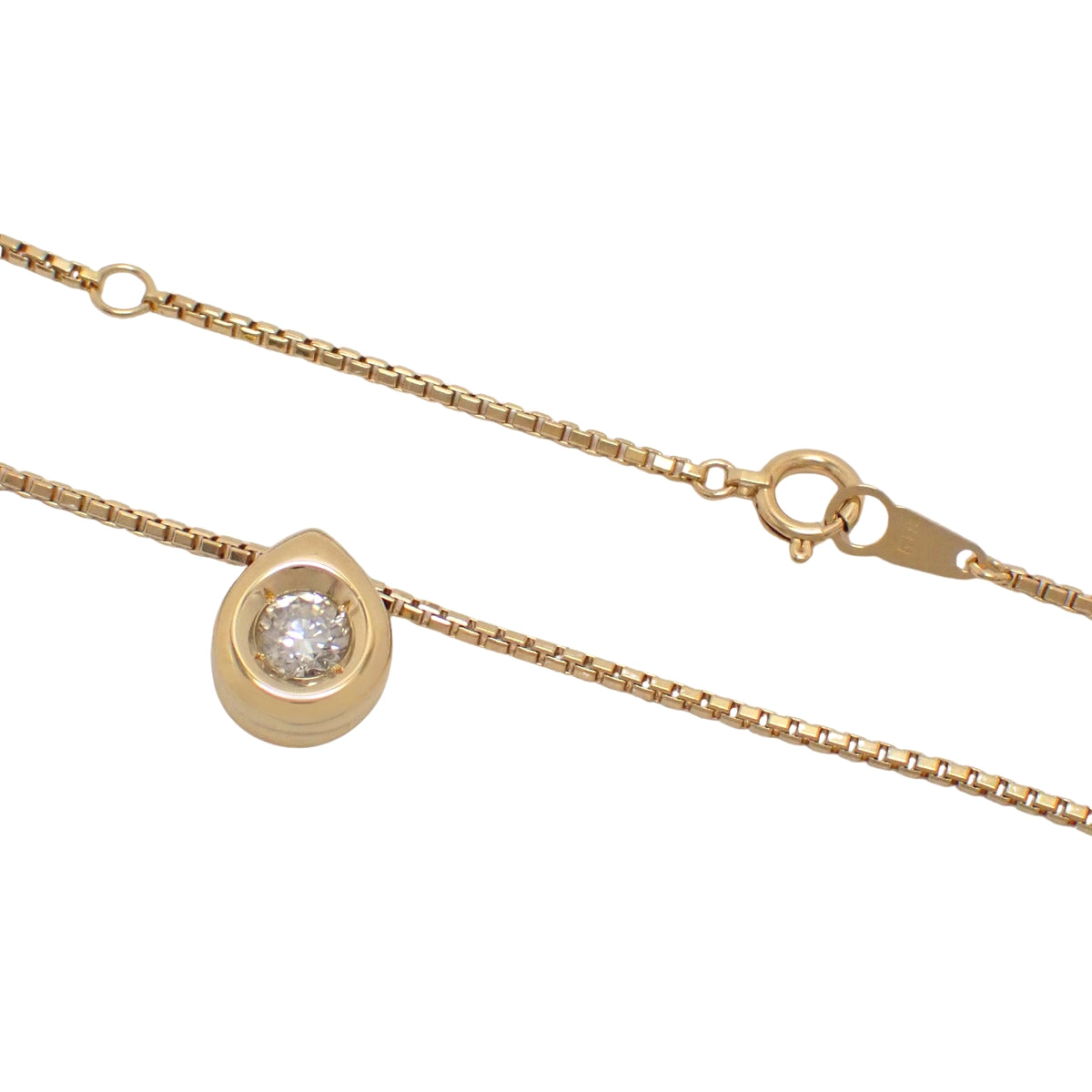Drop motif diamond necklace D0.411, 18K yellow gold, 6.7g