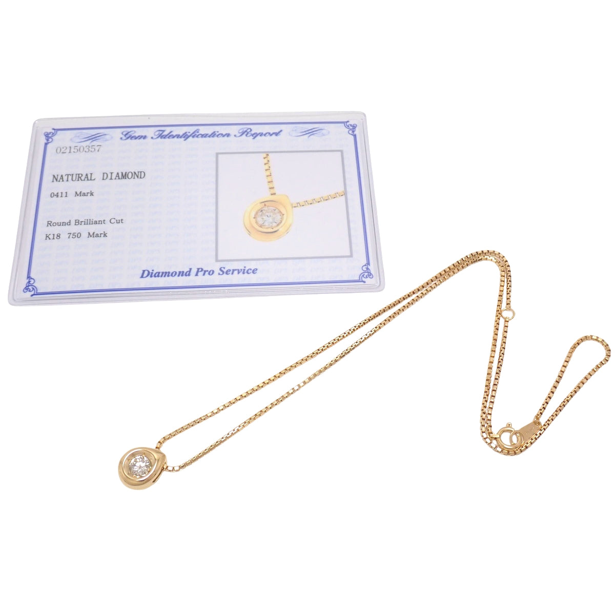 Drop motif diamond necklace D0.411, 18K yellow gold, 6.7g