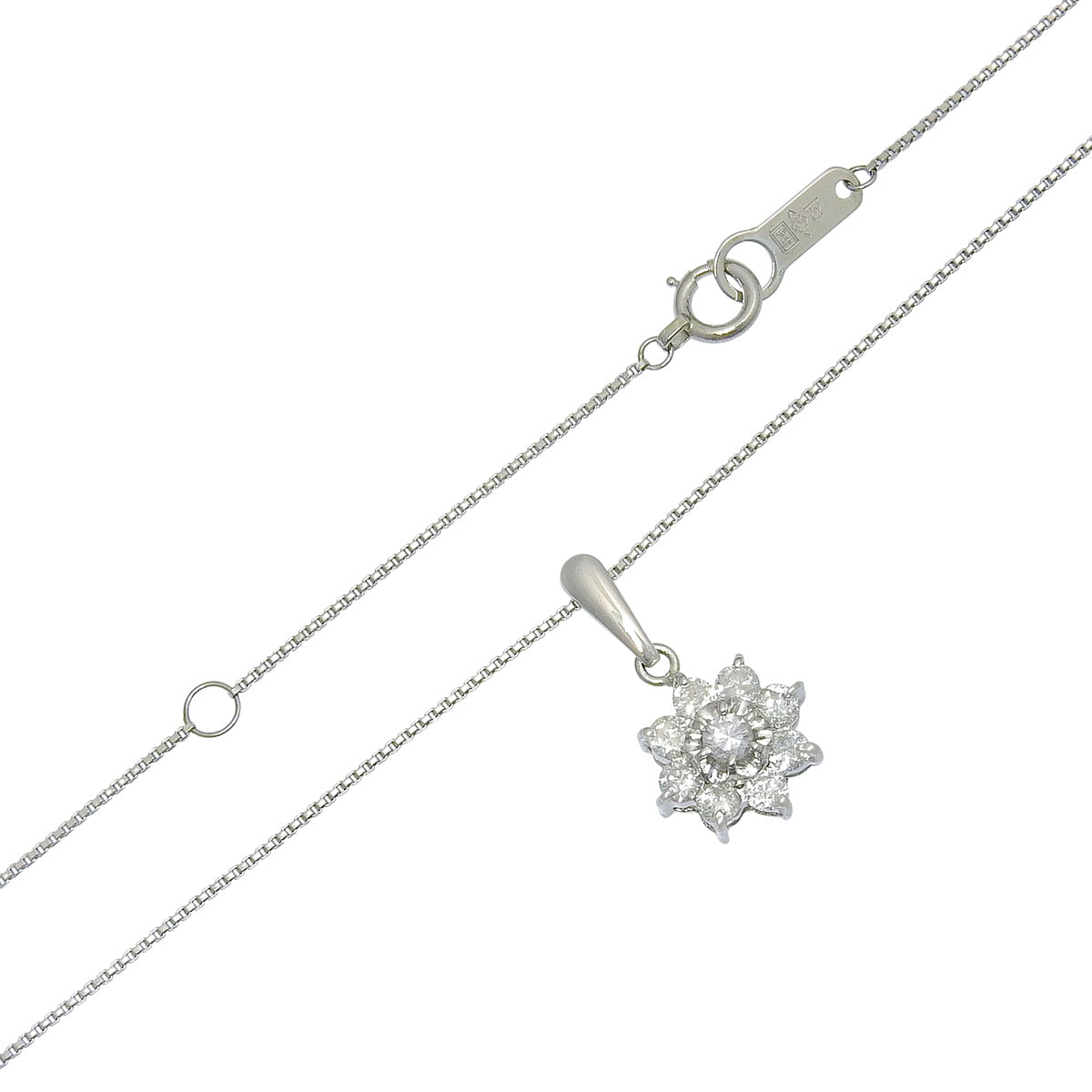 Diamond Flower Pendant D0.5 Platinum Pt900 Platinum Pt850 3.3g