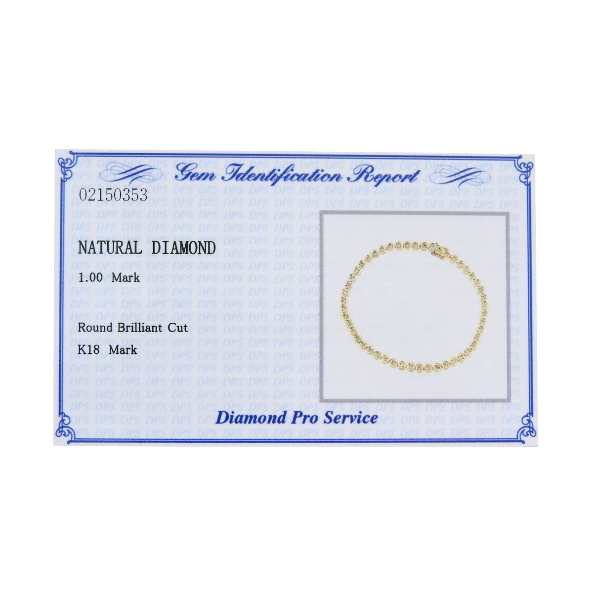 Tennis Bracelet D1.00 Yellow Gold K18YG 7.3g