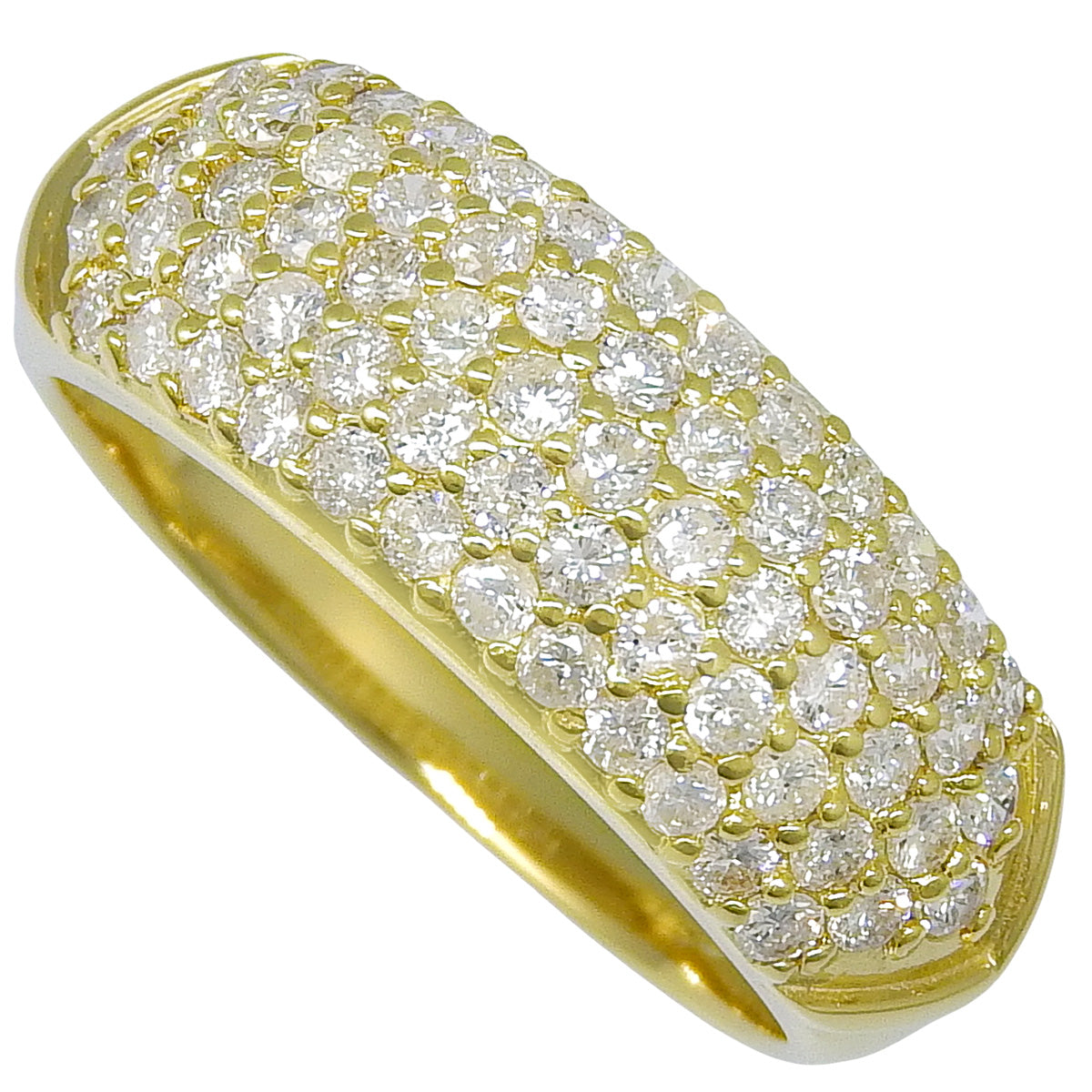 Half Pavé Diamond Ring D1.00 Yellow Gold K18YG 4.2g