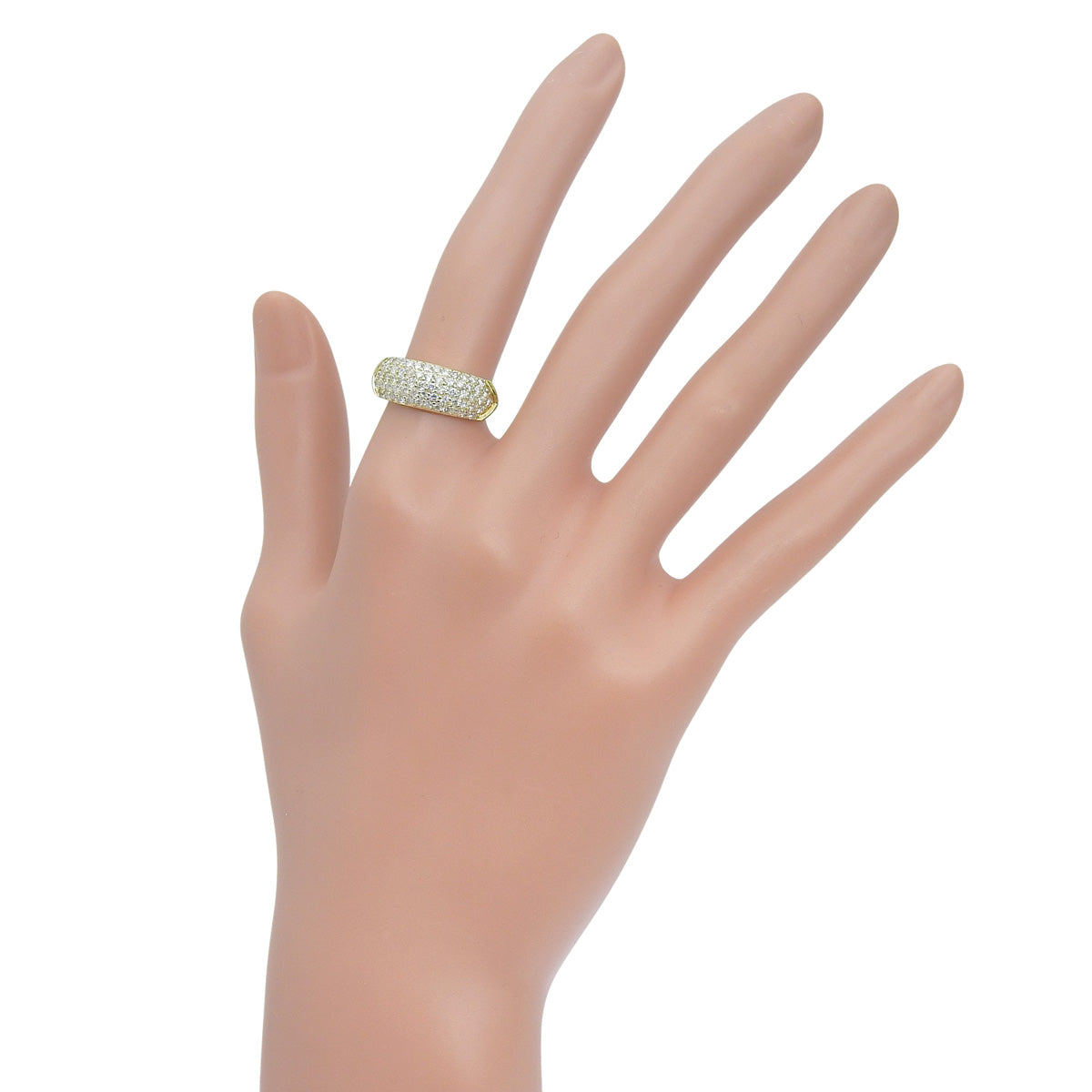 Half Pavé Diamond Ring D1.00 Yellow Gold K18YG 4.2g