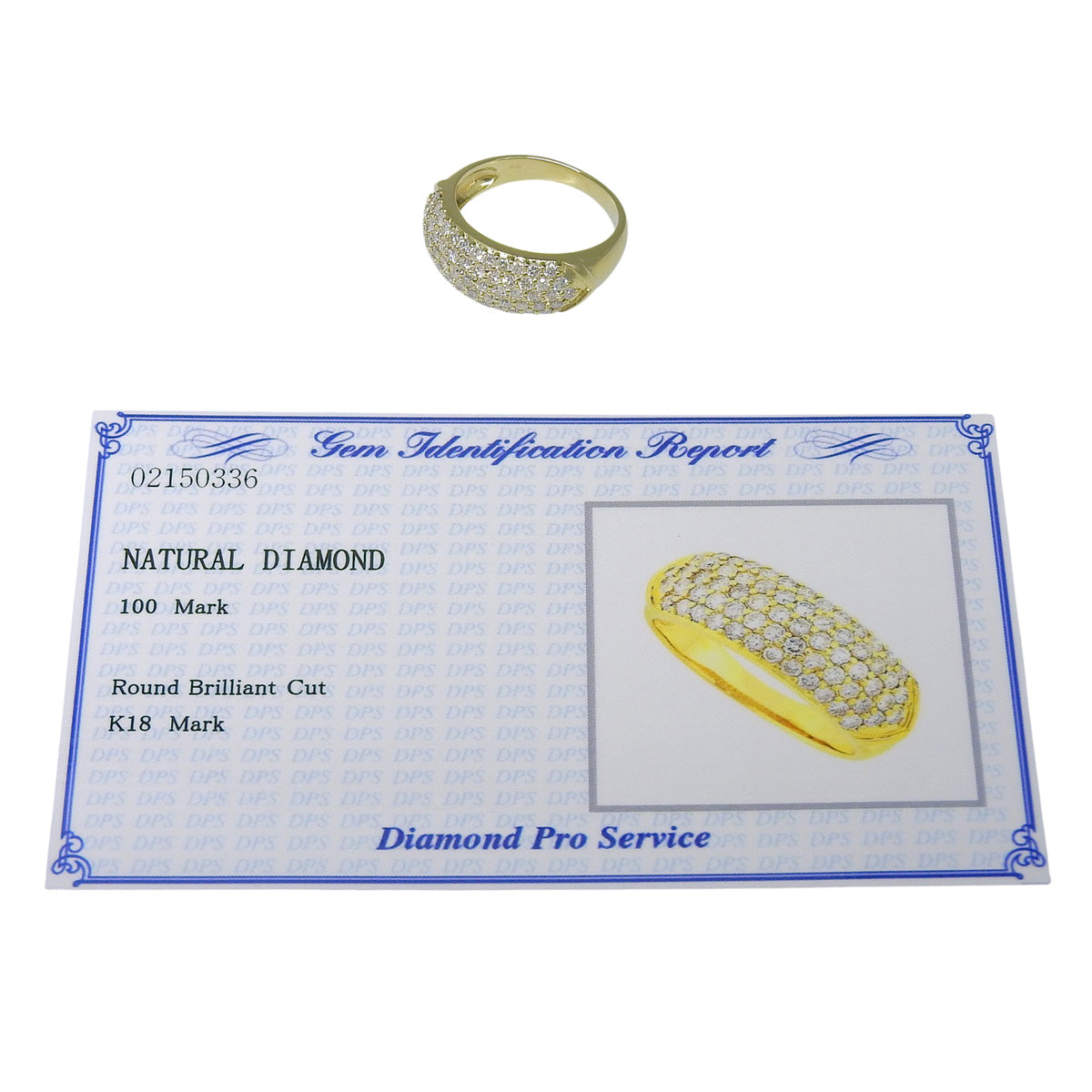 Half Pavé Diamond Ring D1.00 Yellow Gold K18YG 4.2g