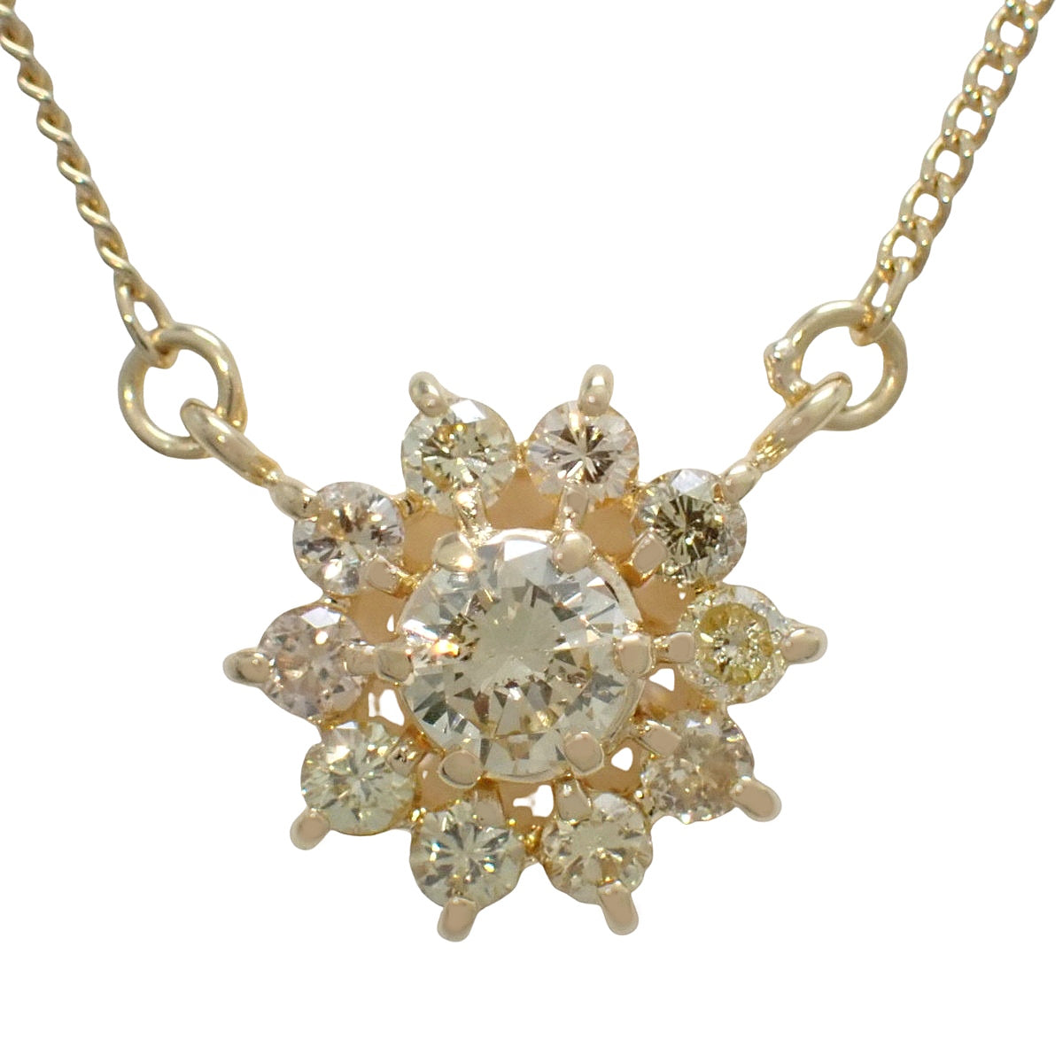 フラワー ダイヤモンド ネックレス D0.51 K18YG 2.9g