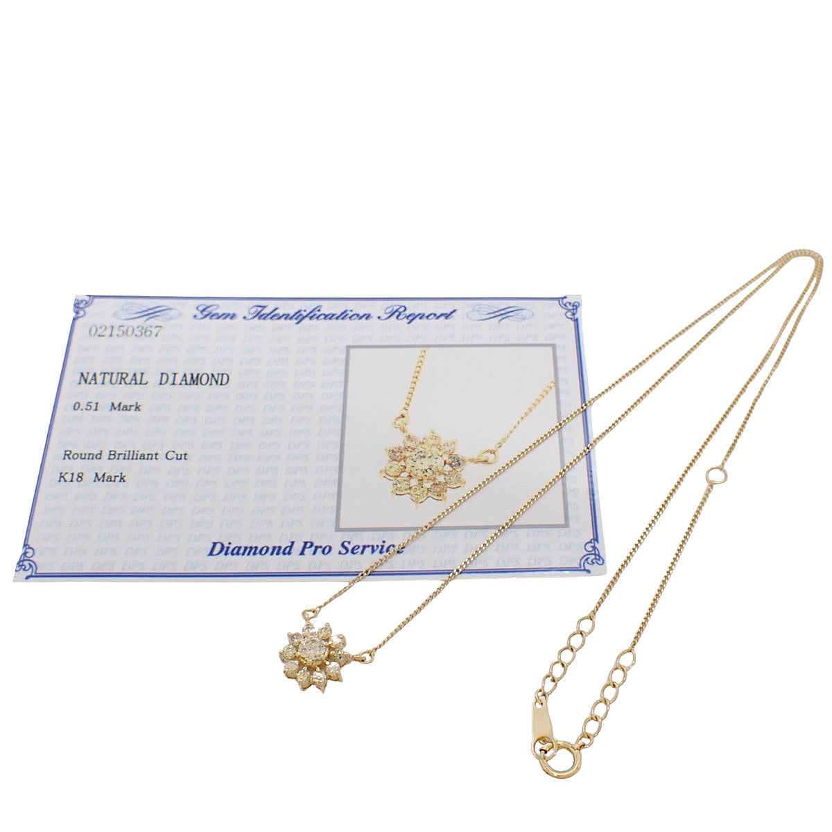 花朵 钻石 项链 D0.51 K18YG 2.9g