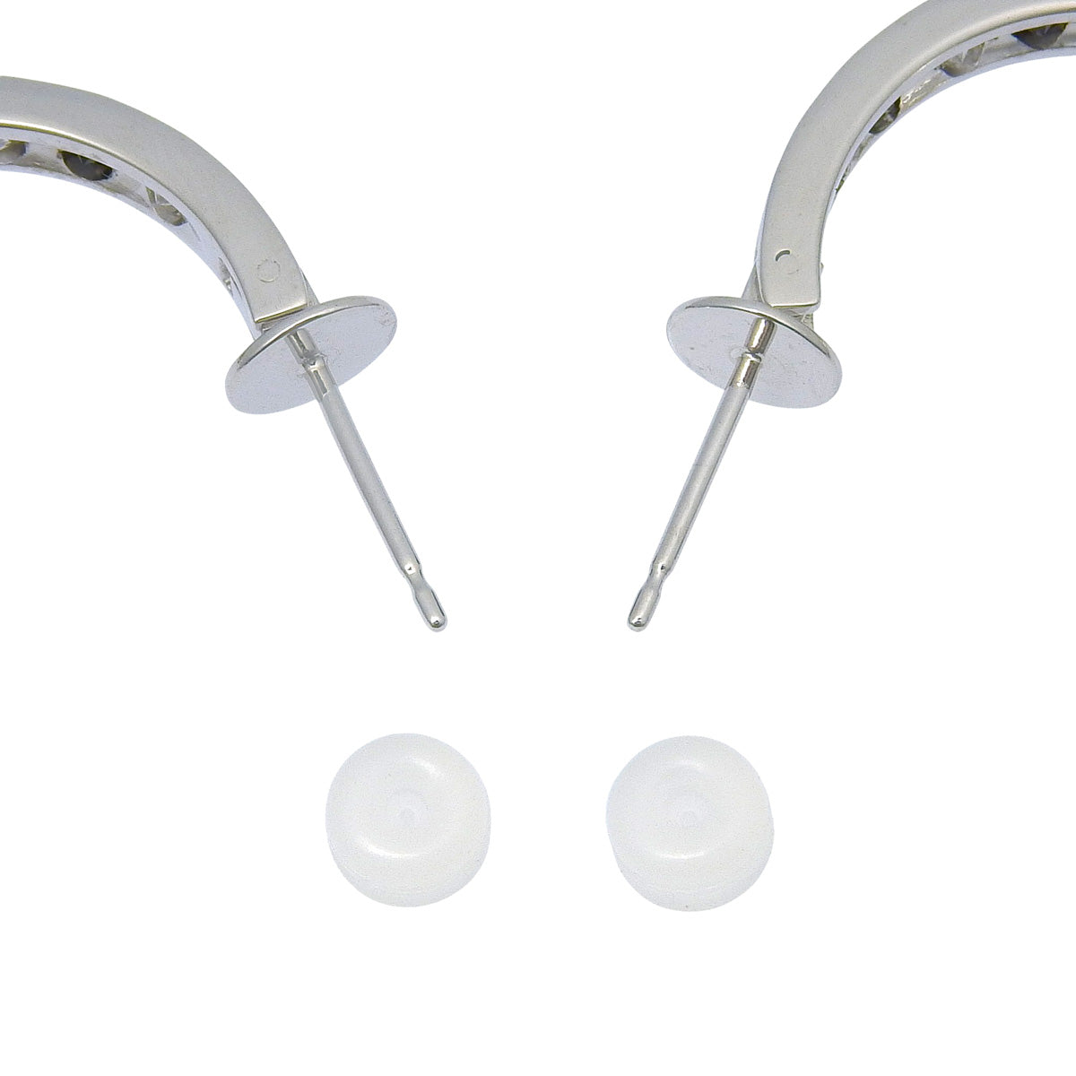 Black Diamond Hoop Earrings D0.45,0.45/BLD0.35,0.35 White Gold K18WG 9.8g