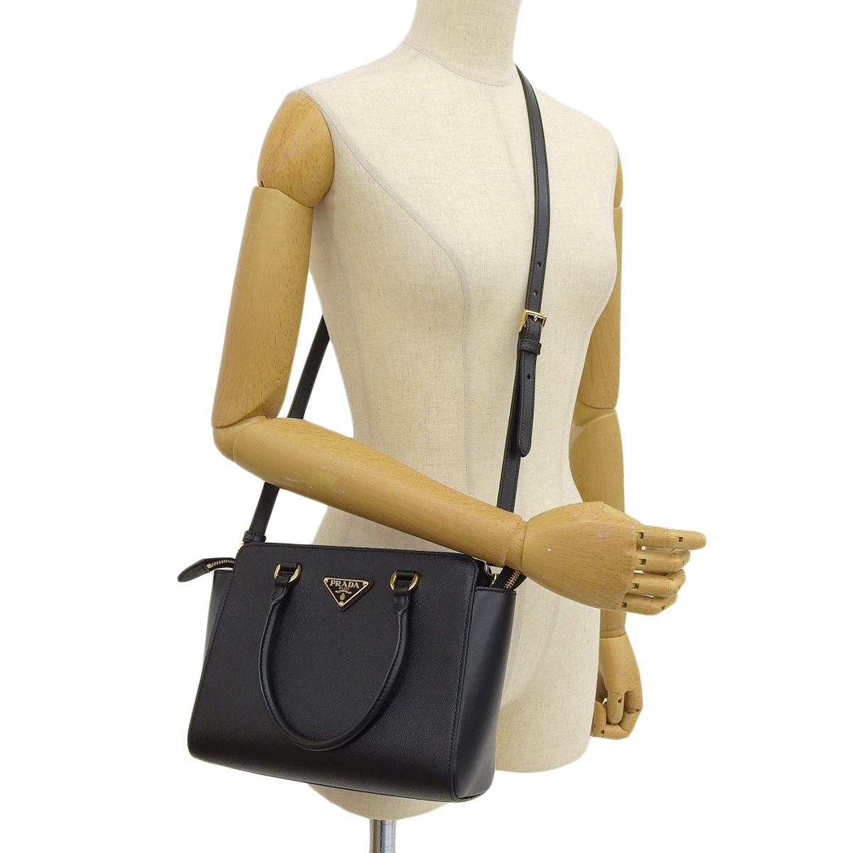 Saffiano leather handbag in black