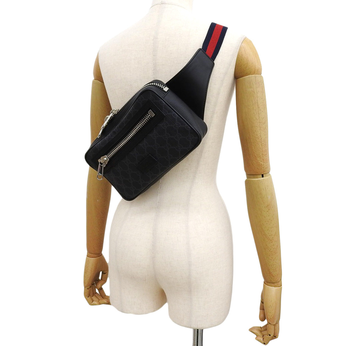 GG Supreme Body Bag GG Supreme Canvas Black/Gray 474293