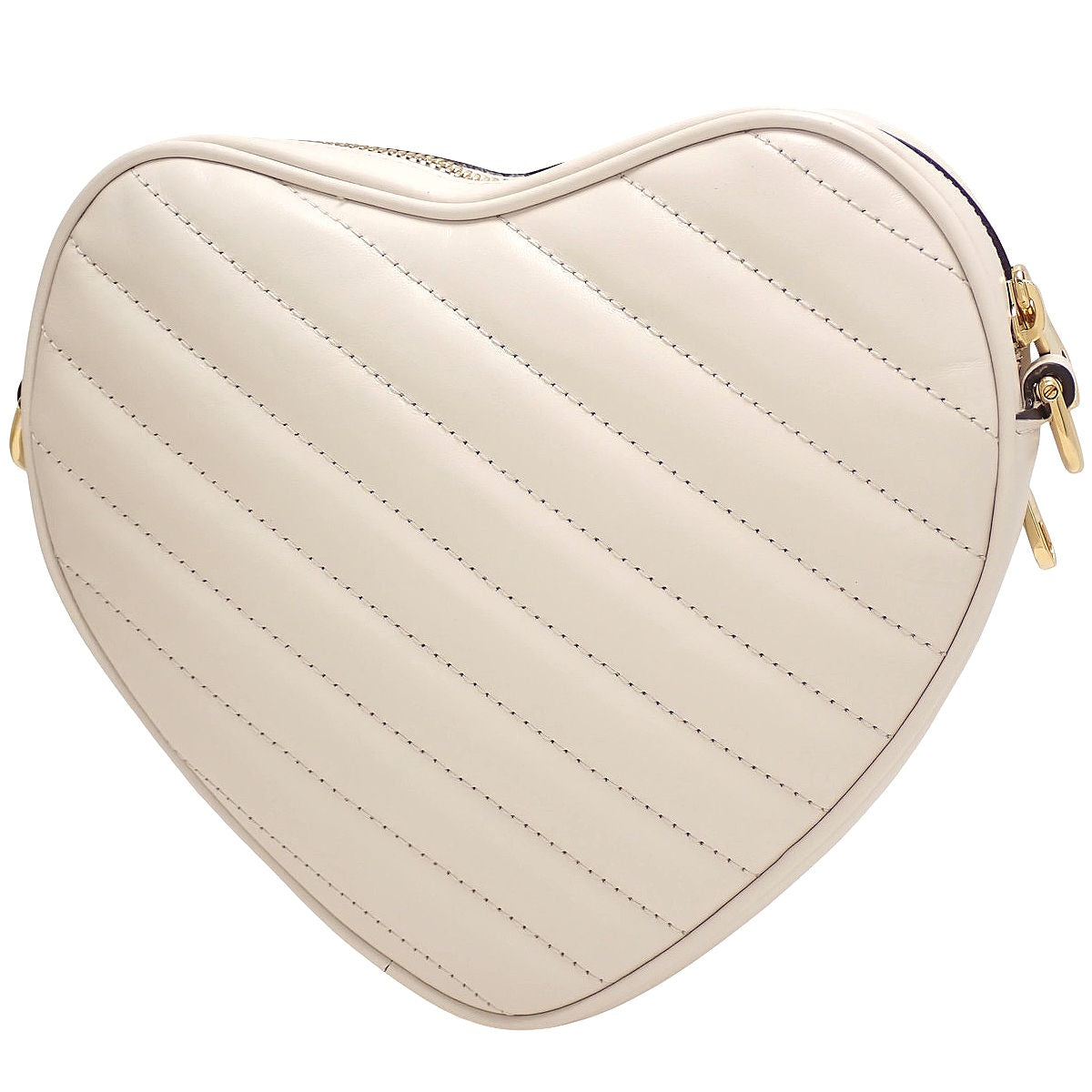 Interlocking G Heart Shoulder Bag Leather White 751628