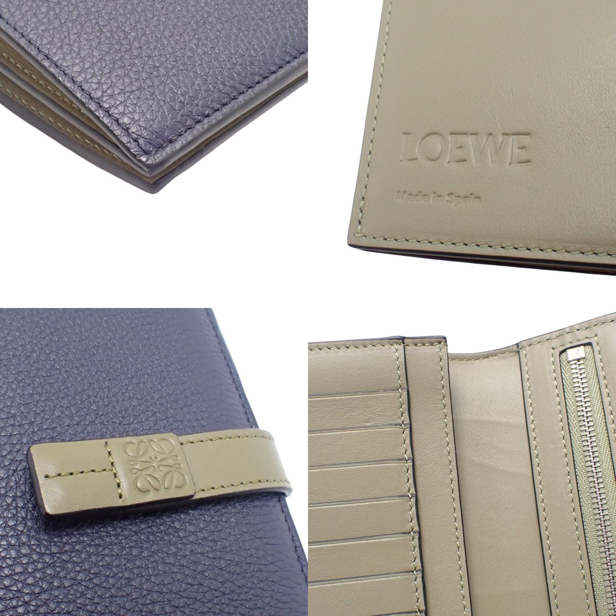 バーティカルウォレット ソフトグレインカーフ ネイビー カーキ C660S40X02